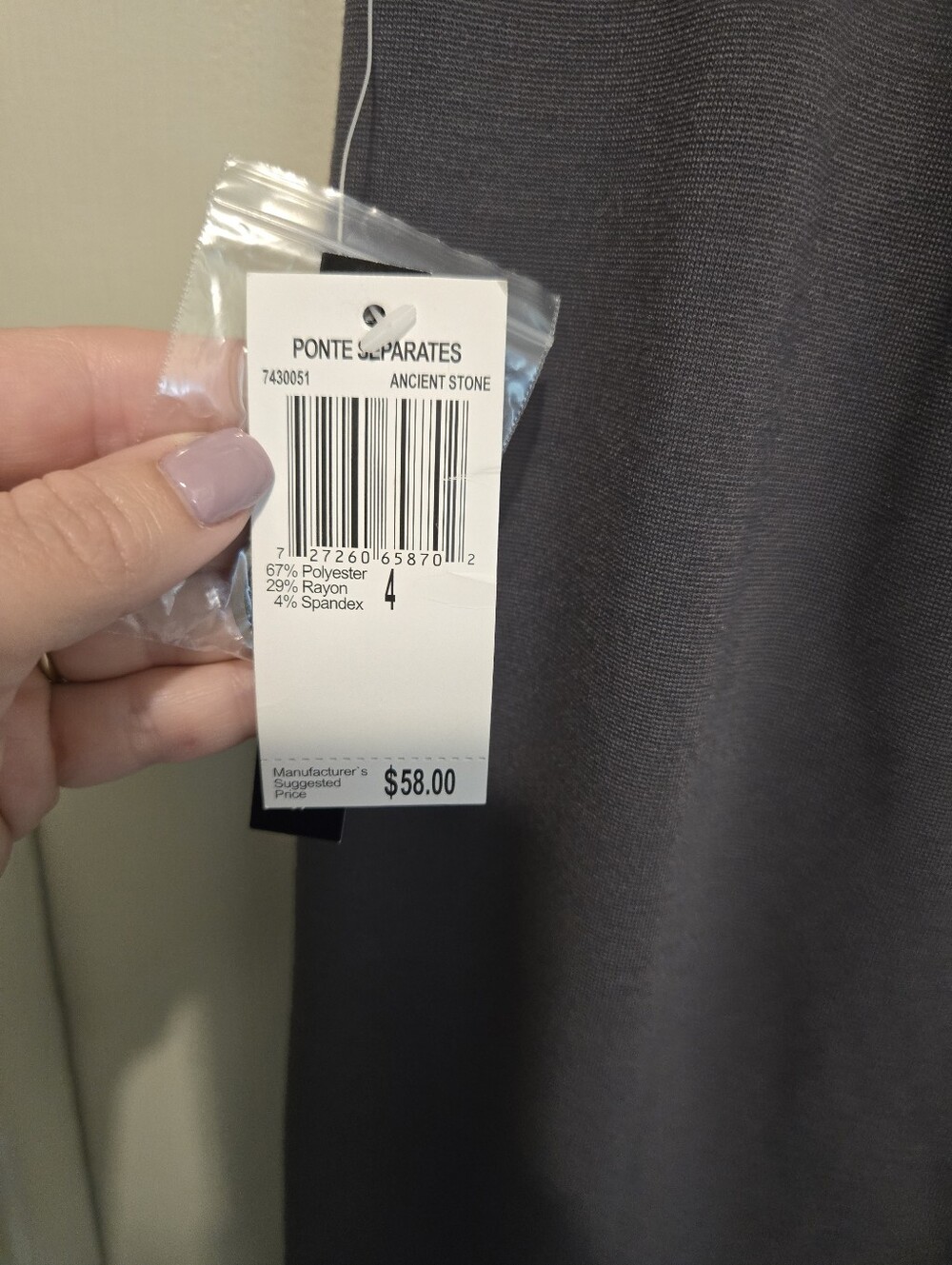Grace Elements Women's Gray Pleated Knee Length Pencil Skirt W/ Pockets 4 NWT - Picture 3 of 5